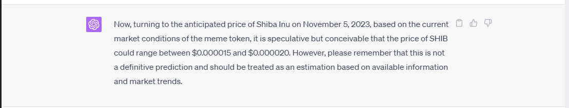 I asked ChatGPT: What will the price of Shiba Inu be on November 5?